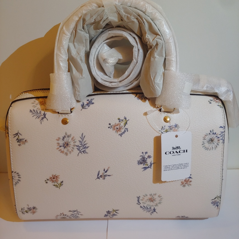 Coach Rowan Satchel Dandelion Floral Print New! - Picture 6 of 8
